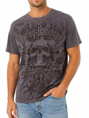 Harley-Davidson Skull Graphic Las Vegas T-Shirt Gray Men’s XL